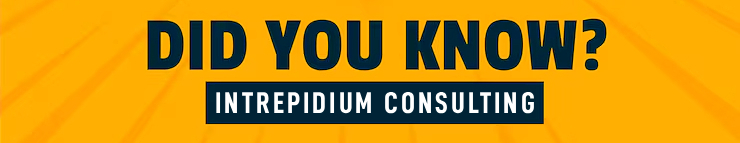 Yellow banner with black text reads "Did You Know?" above a white-on-black box labeled "Intrepidum Consulting," highlighting expert bookkeeping and strategies to maximize your tax savings.